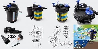 Фильтр прудовый напорный Sunsun CPF-2500 с UV-стерилизатором, обратной промывкой,16л, 6000л/ч, UV-11W