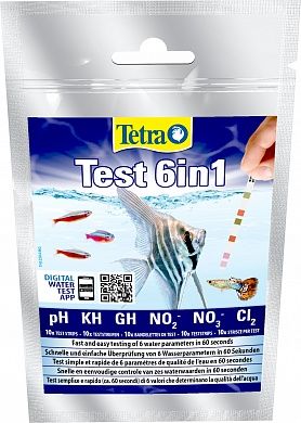 Тест TETRA 6 в 1 GH/kH/NO2/NO3/pH/CL2 полоски для пресной воды 10шт