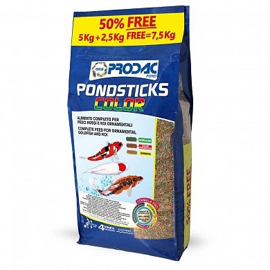 Корм для прудовых рыб Prodac Pondsticks Color, 42л, 7.5 кг