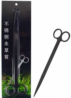 Ножницы для аквариумных растений прямые VKTECH, 25 см, черные